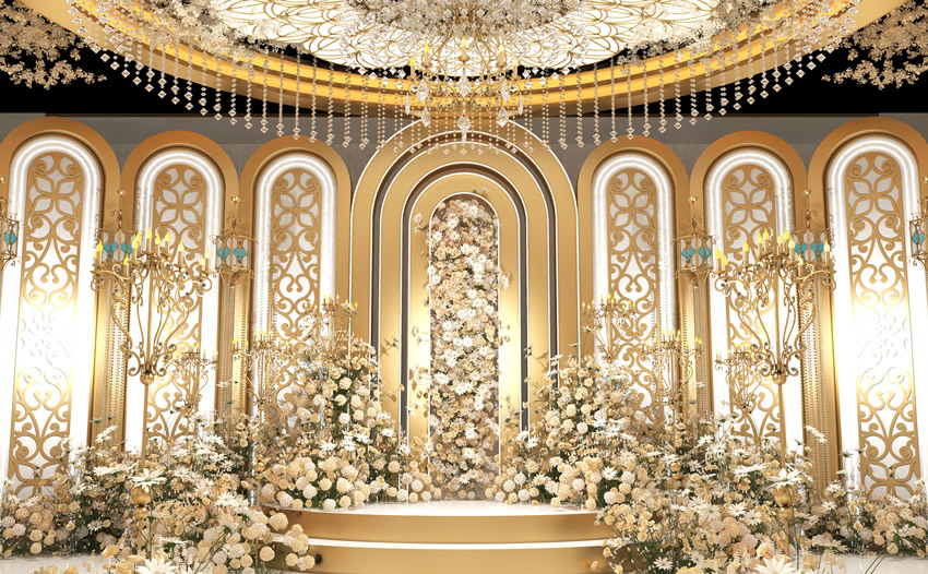 惠山香槟色调婚礼堂效果展示